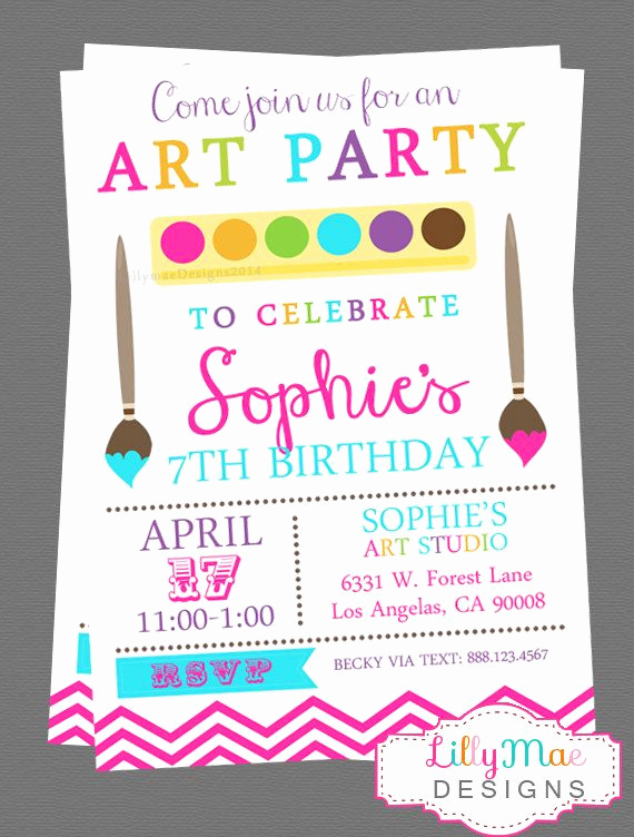 Painting Party Invitation Wording Unique Art Party Invitation Paint Party Invitation Craft Party