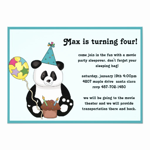 Panda Birthday Invitation Templates Free New Panda Bear Birthday Invitation