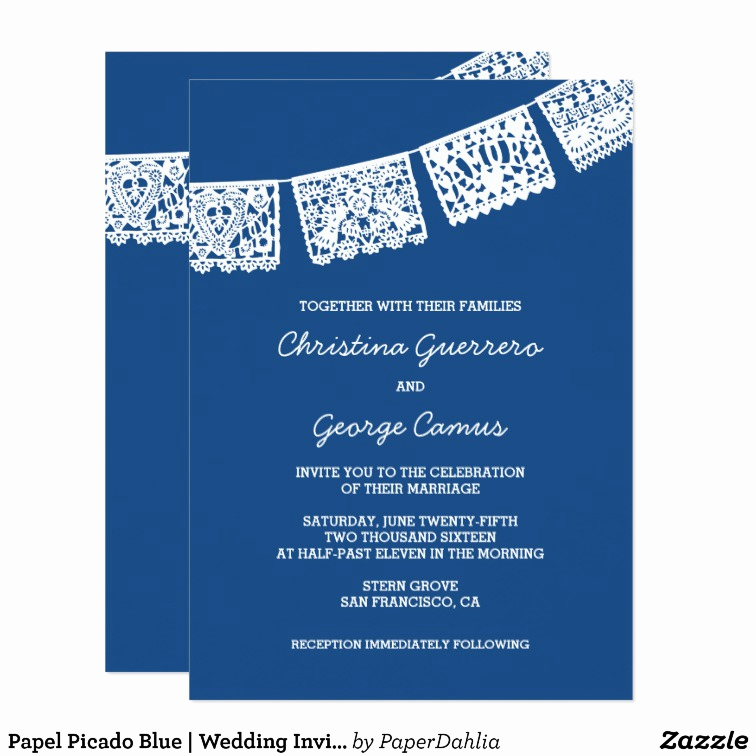 Papel Picado Invitation Template Inspirational Papel Picado Blue Wedding Invitation