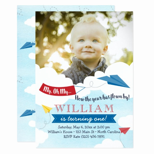 Paper Airplane Invitation Template Awesome Paper Airplane First Birthday Invitation