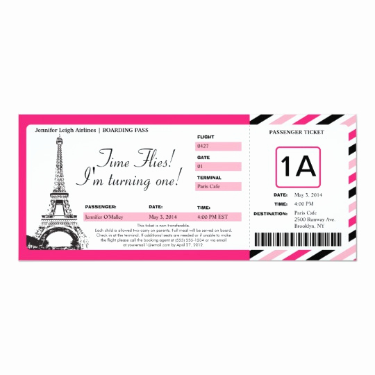 Paris Boarding Pass Invitation Lovely Paris Birthday Boarding Pass Ticket Invitation