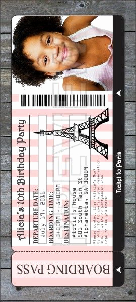 Paris Boarding Pass Invitation Luxury Paris Boarding Pass Party Invitation From