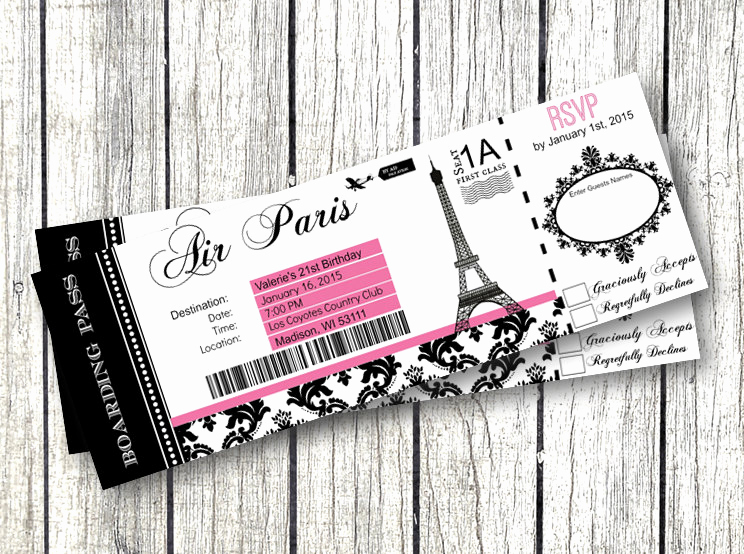 Paris Invitation Template Free Awesome Paris Boarding Pass Invitation Diy Editable by Pinkpoproxx