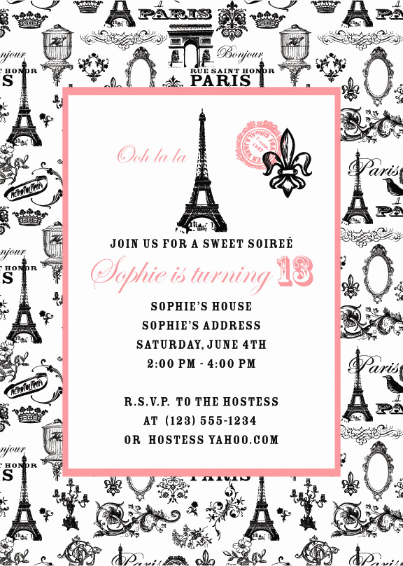 Paris Invitation Template Free Luxury Paris Party Invitation