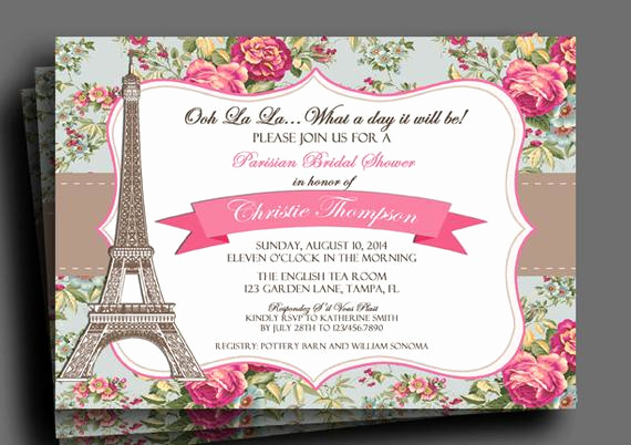 Paris Invitation Template Free New Vintage Floral Parisian Invitation Printable or Printed