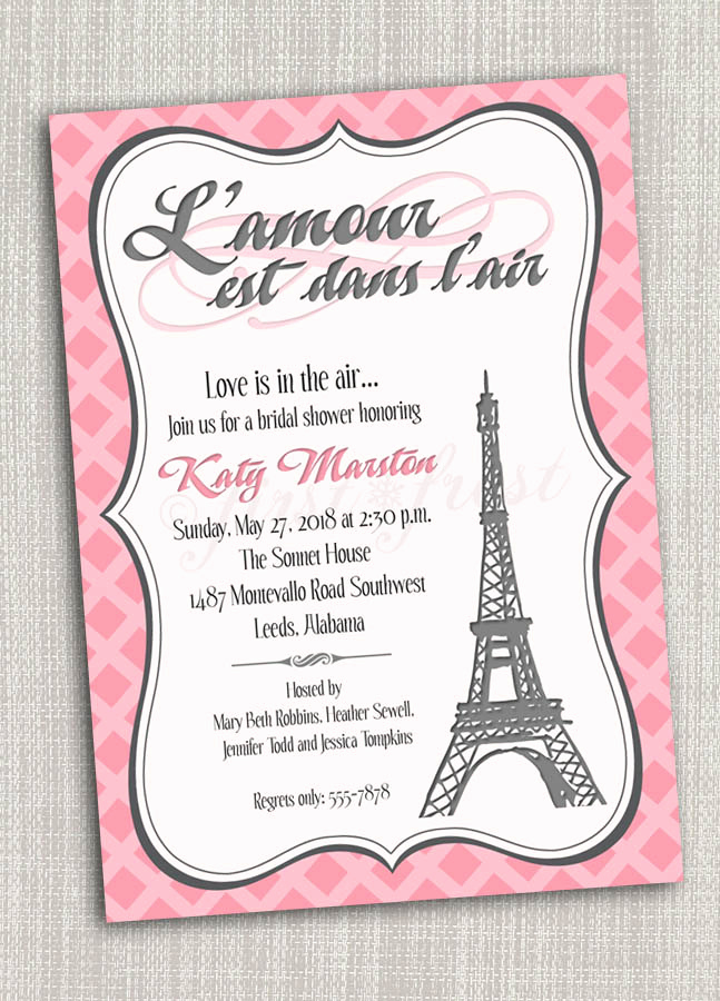 Paris Invitation Template Free Unique French themed Eiffel tower Paris Party Invitation Card