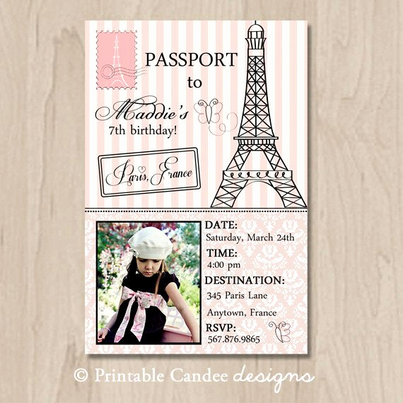 Paris Passport Invitation Template Beautiful Passport to Paris Birthday Invitation Diy Custom Printable