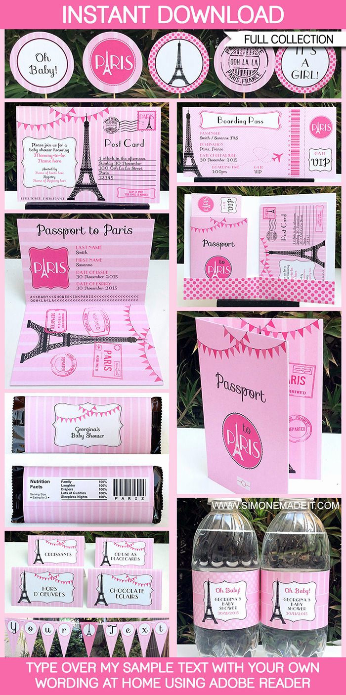Paris Passport Invitation Template Inspirational Paris Baby Shower Printables Invitations &amp; Decorations