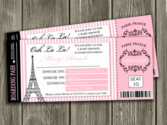 Paris Passport Invitation Template Luxury Printable Paris Boarding Pass Baby Shower Invitation