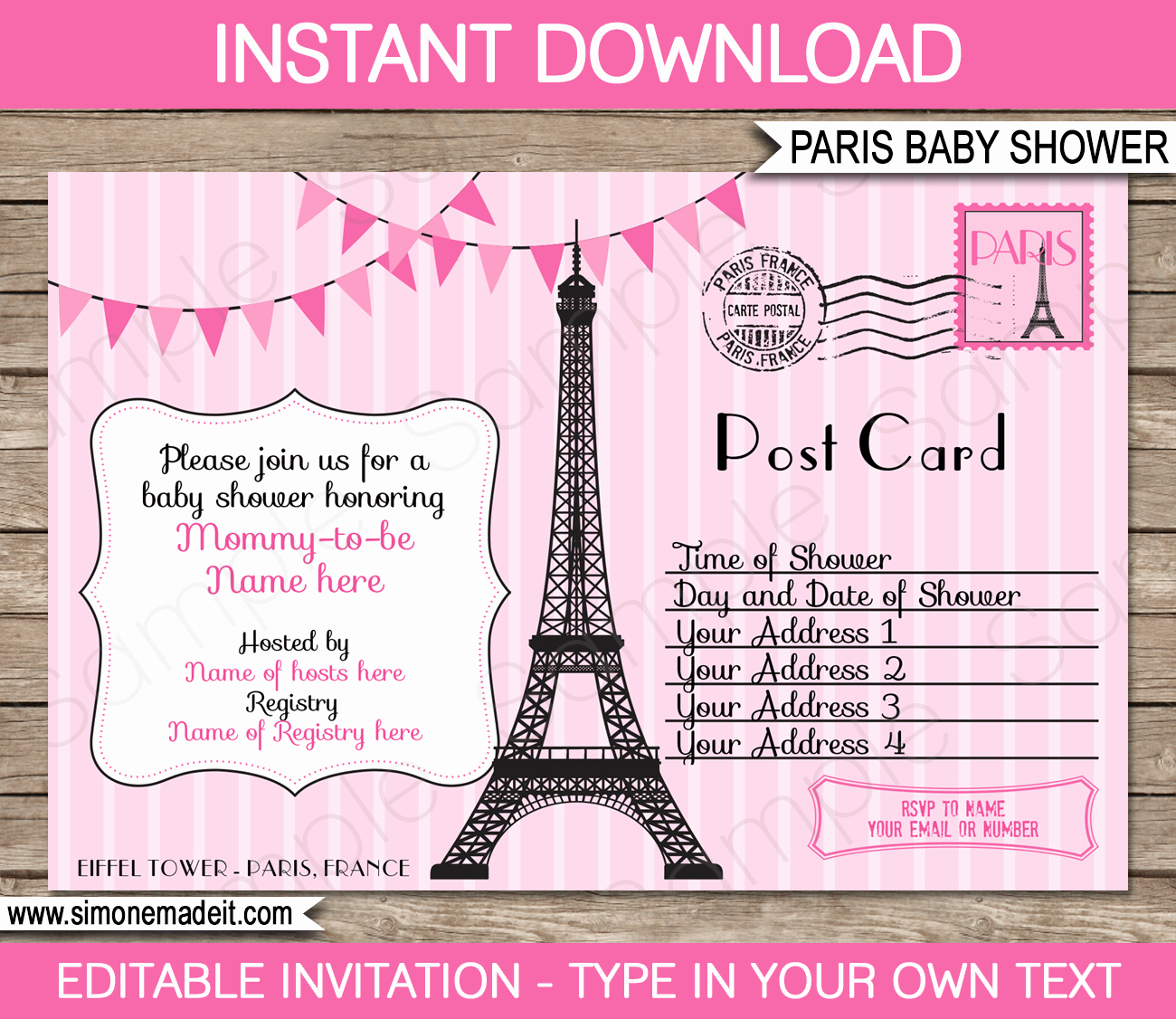 Paris themed Invitation Template Inspirational Paris Baby Shower Invitations Pink Girl