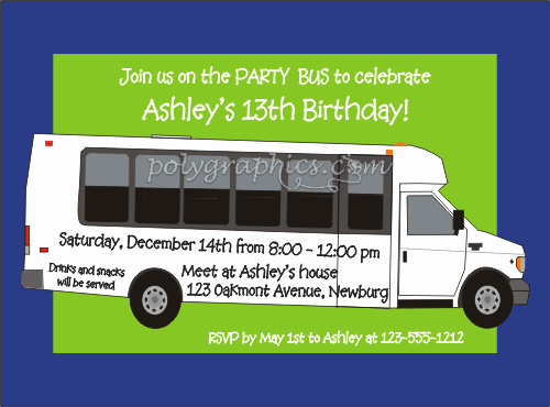 Party Bus Invitation Wording Beautiful Party Bus 2 Card Details