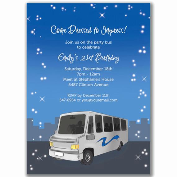 Party Bus Invitation Wording Elegant Items Similar to Party Bus Invitations Night for A