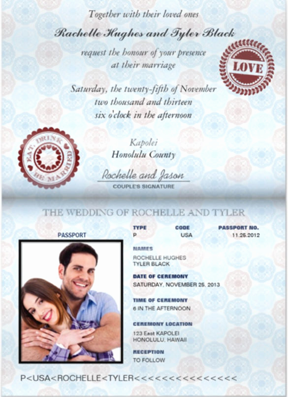 Passport Invitation Template Free Lovely Passport Wedding Invitation Template Free