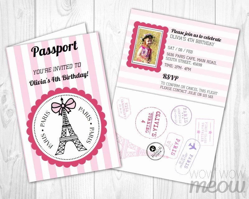 Passport to Paris Invitation Unique Paris Passport Invitation Instant Download Add A Pink