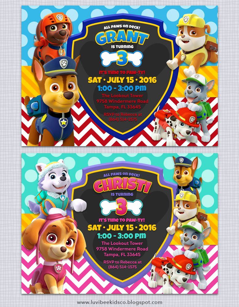 Paw Patrol Invitation Template Free Lovely Free Paw Patrol Invitation Printable Free Paw Patrol
