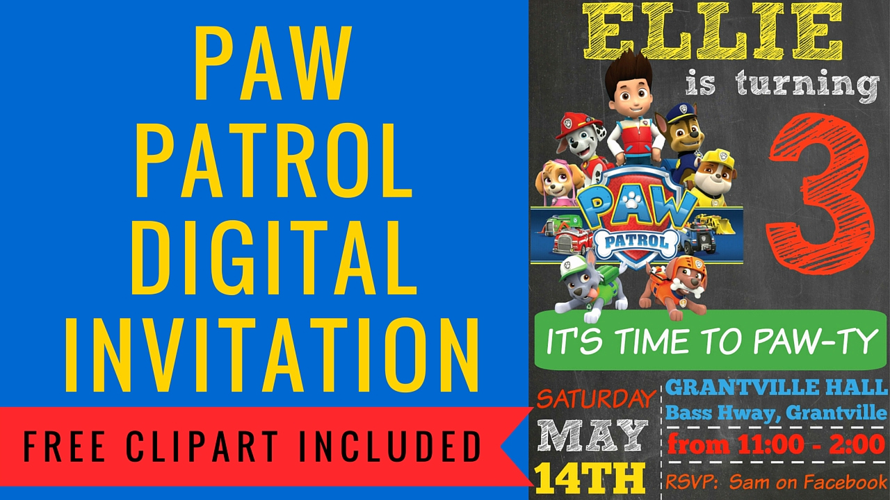 how to make a paw patrol digital invitation includes free clipart