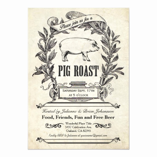Pig Roast Invitation Template Free Awesome Supreme Vintage Pig Roast Invitations