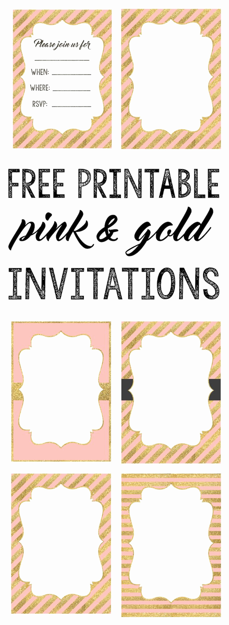 Pink and Gold Birthday Invitation Elegant Pink and Gold Invitations Free Printable Baby