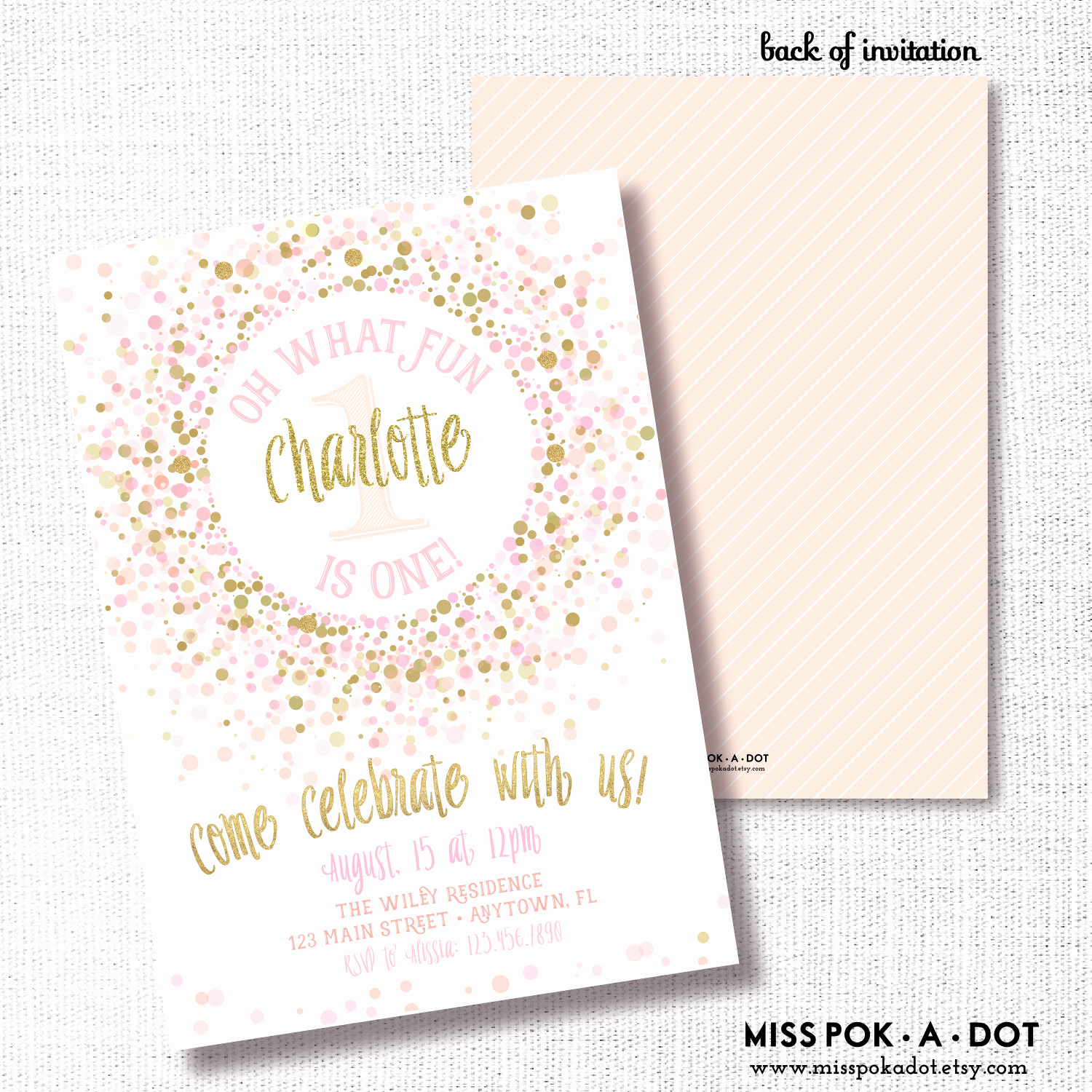 Pink and Gold Birthday Invitation New Pink and Gold Birthday Party Invitation Printable 1st