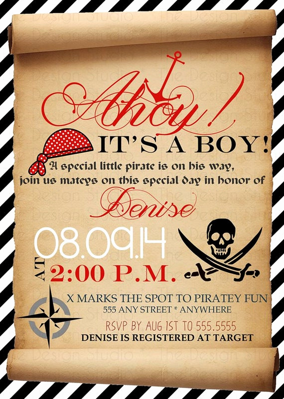 Pirate Party Invitation Wording Luxury Ahoy Pirate Baby Shower Invitation