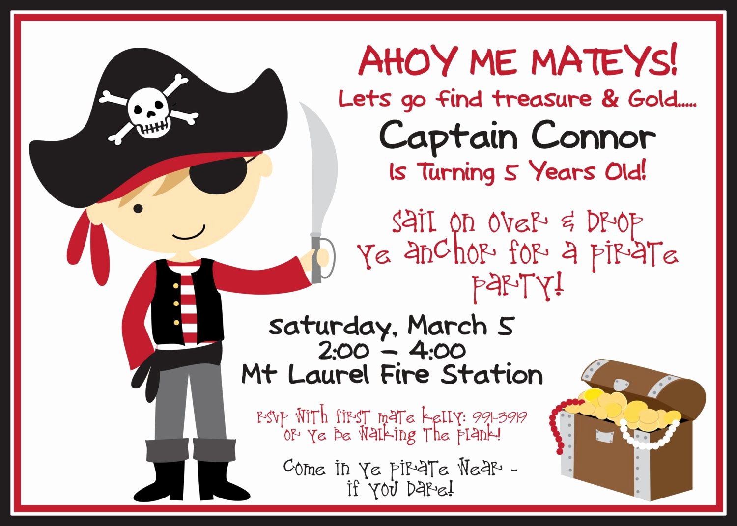 Pirate Party Invitation Wording