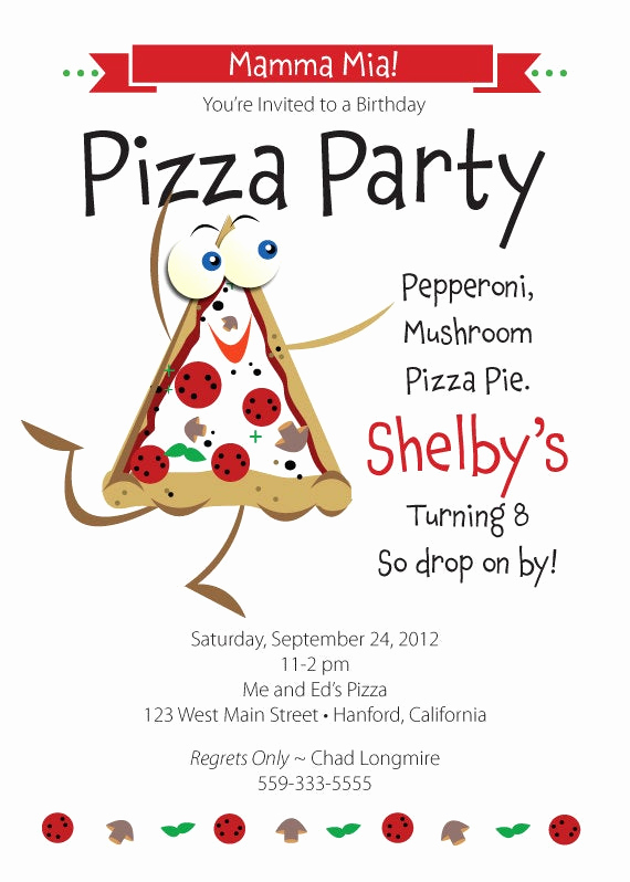 Pizza Party Invitation Template Unique Pizza Birthday Party Invitation for Kids by Tbonesquid On Etsy