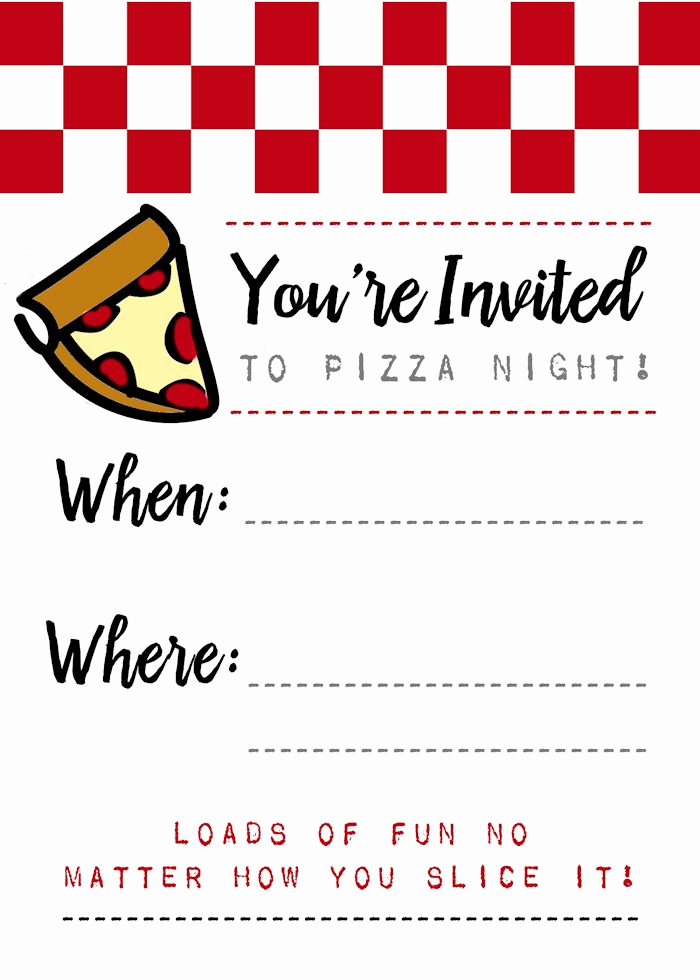 Pizza Party Invitation Template Unique Pizza Night Invites