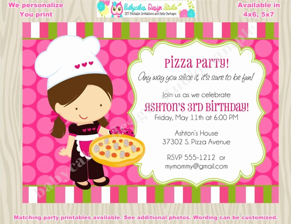 Pizza Party Invitation Wording Beautiful Pizza Birthday Party Invitation Invite Pizza Party Birthday