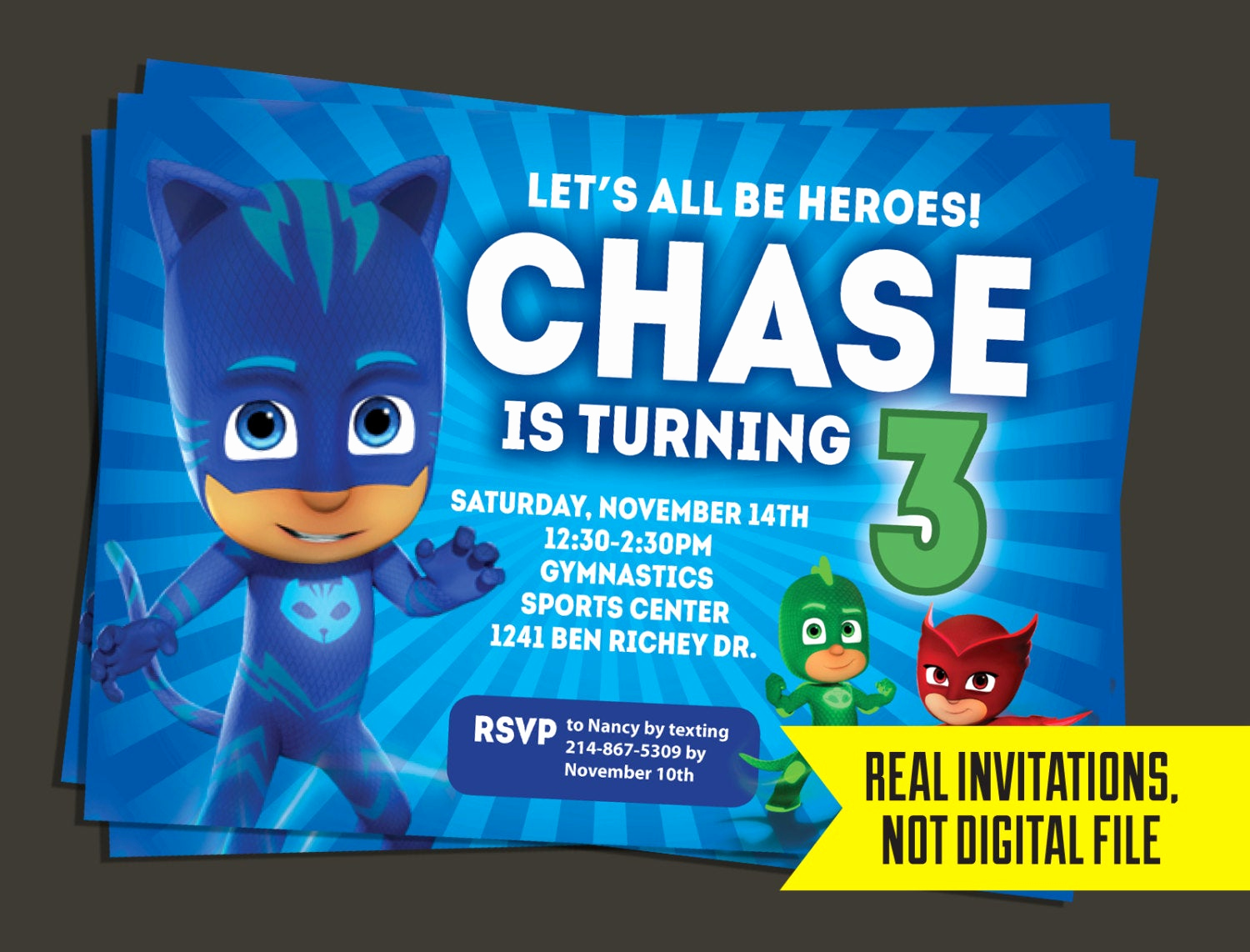 Pj Mask Invitation Free Best Of Pj Masks Invitation Pj Masks Birthday Invitation Catboy