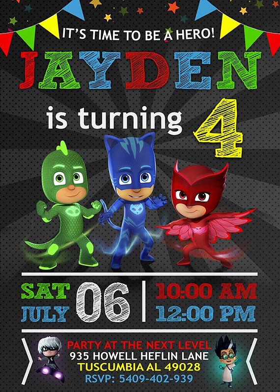 Pj Mask Invitation Template Fresh Pj Mask Birthday Invitation Invitations Pj Mask