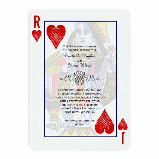 Playing Card Invitation Template Free Lovely King Queen Playing Card Invitation