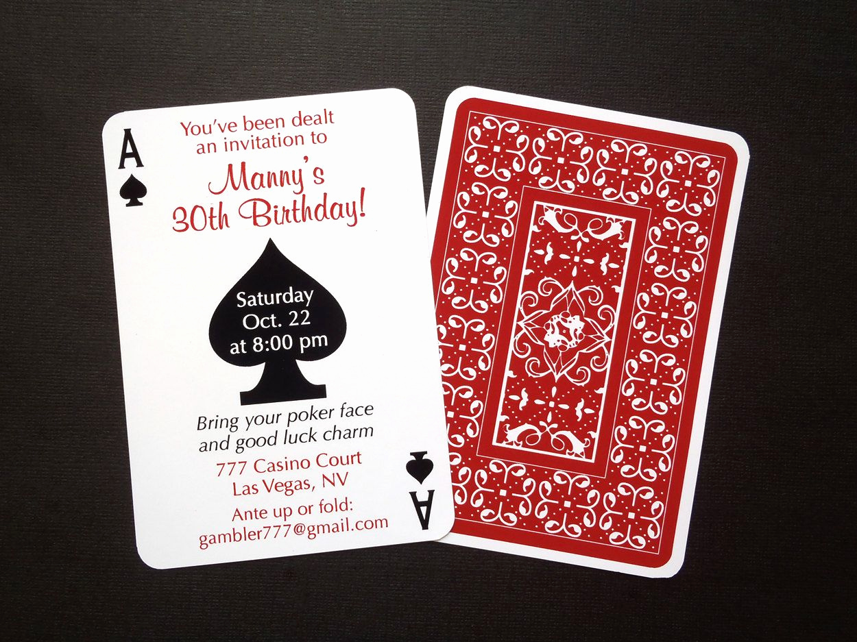 Playing Card Invitation Template Luxury Set Of 24 Casino Night Poker Playing Card theme Birthday