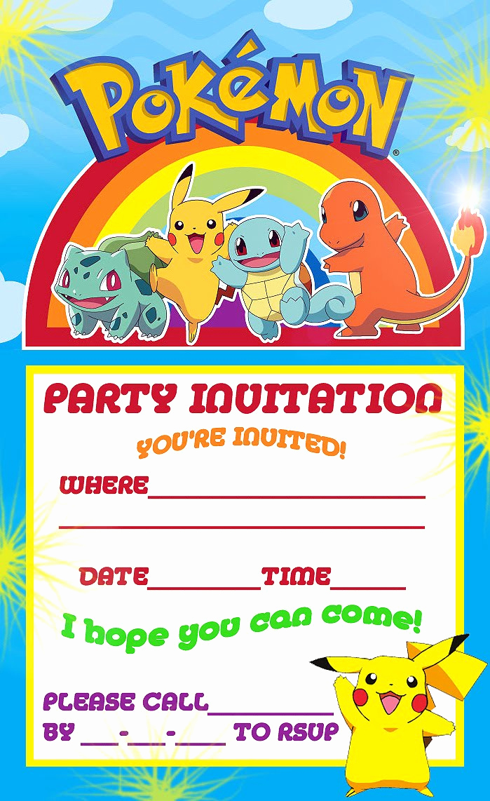 Pokemon Birthday Invitation Templates Free Awesome Pokemon Coloring Pages