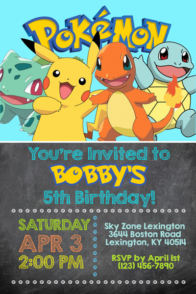 Pokemon Birthday Invitation Templates Fresh Pokemon Invitations with Pikachu and ash