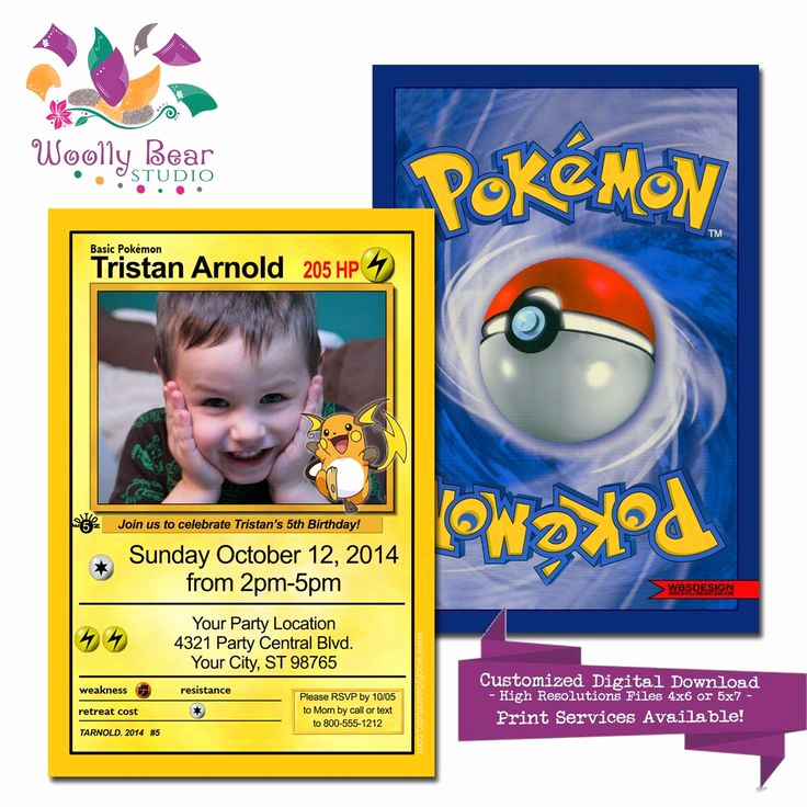 Pokemon Invitation Template Free Unique Pokemon Card Birthday Invitation