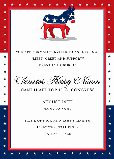 Political Fundraiser Invitation Wording Inspirational Democrat Party Fundraising Invitation Political Invitation