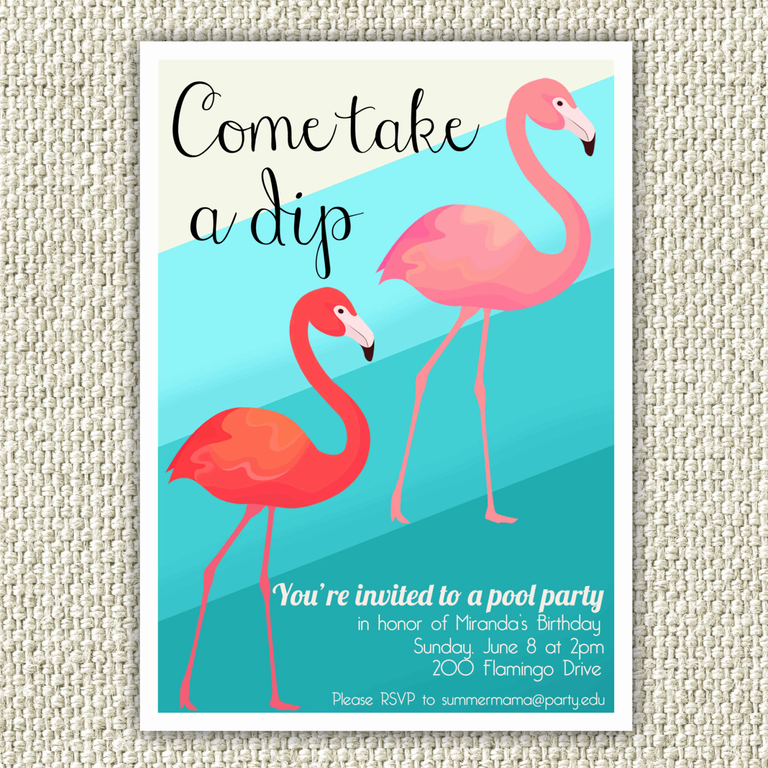 Pool Birthday Party Invitation Inspirational Flamingo Birthday Party Invitation Retro Pool Party