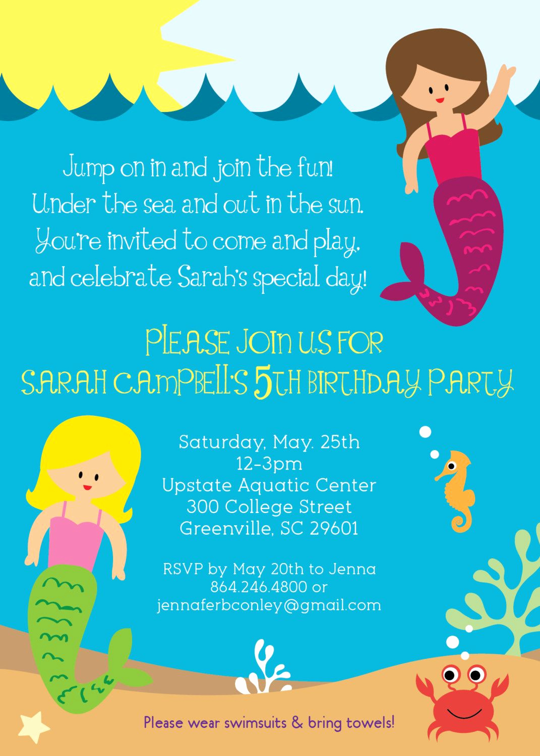 Pool Party Invitation Ideas Awesome Mermaid Birthday Party Invitation Printable Girl Under