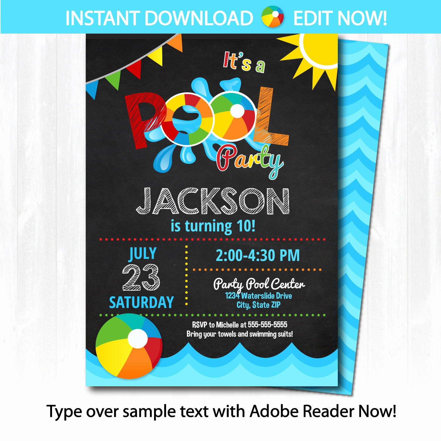 Pool Party Invitation Template Unique Pool Party Invitation Swimming Pool Birthday Party by