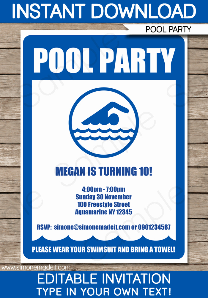 Pool Party Invitation Templates Awesome Pool Party Invitations Birthday Party