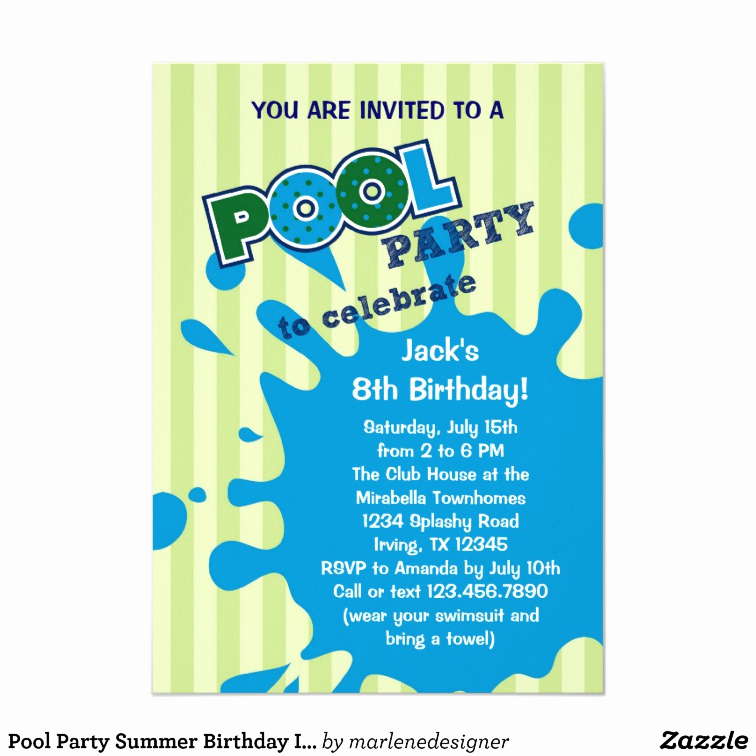 Pool Party Invitation Templates Beautiful Pool Party Summer Birthday Invitation