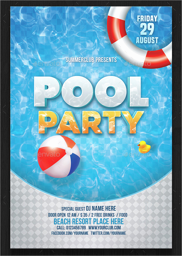 Pool Party Invitation Templates Elegant 33 Printable Pool Party Invitations Psd Ai Eps Word