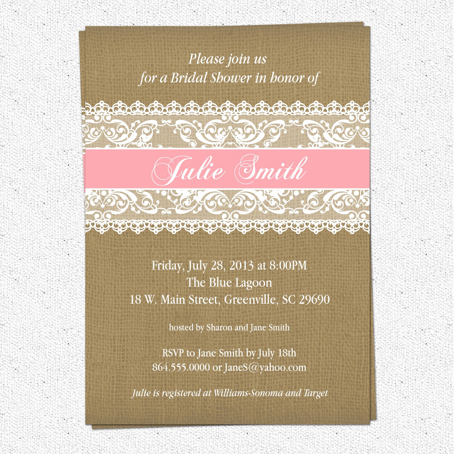 Post Wedding Shower Invitation Wording Luxury Burlap and Lace Bridal Shower Invitation Rustic Pick Your
