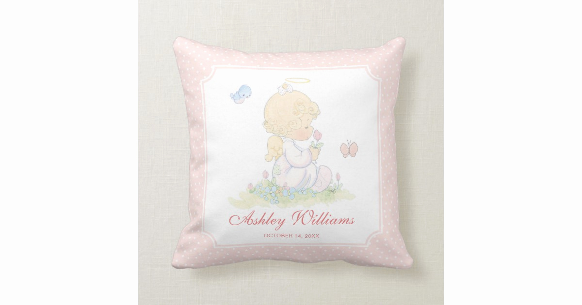 Precious Moments Wedding Invitation Awesome Precious Moments Girl Baptism Throw Pillow