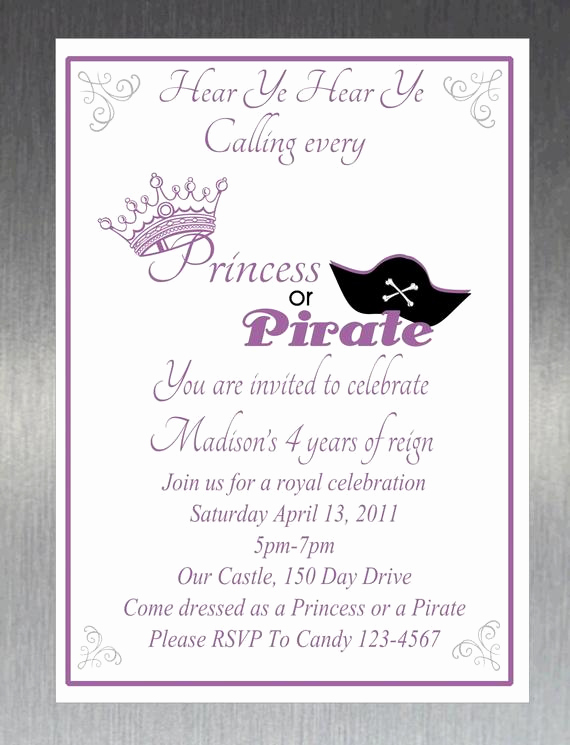 Princess and Pirate Invitation Best Of Items Similar to Printable Diy Princess and Pirate Party