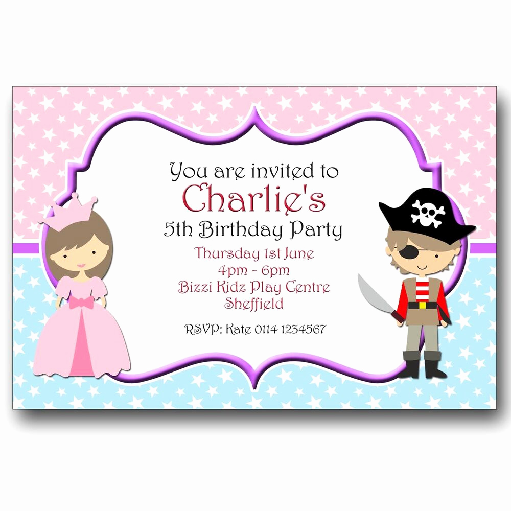 Princess and Pirate Invitation Luxury Personalised Birthday Party Invitations Princess and