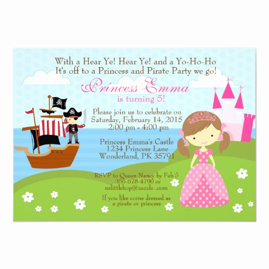 Princess and Pirate Invitation Luxury Princess and Pirate Birthday Invitation