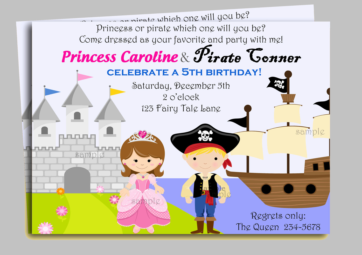 Princess and Pirate Invitation Unique Pirate and Princess Invitation Printable or by thatpartychick