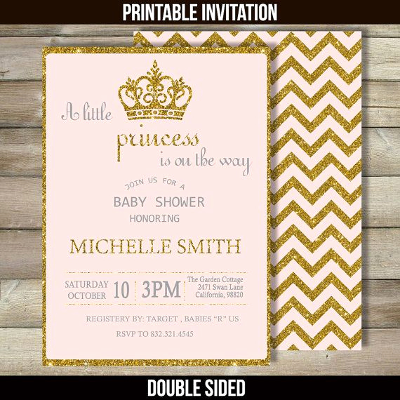 Princess Baby Shower Invitation Wording Lovely Princess Baby Shower Invitation Pink and Gold Baby