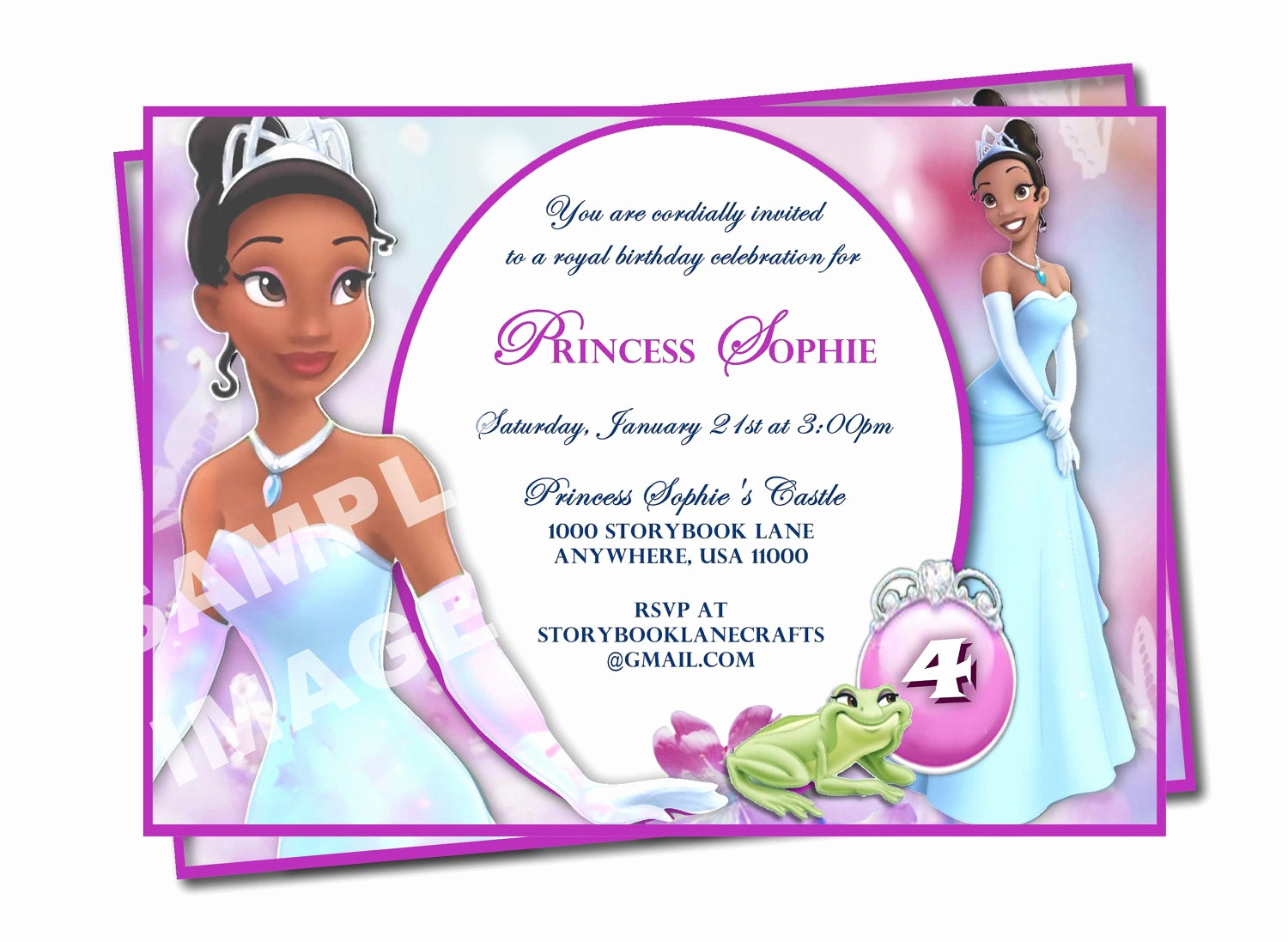 Princess Party Invitation Ideas Fresh Tiana Invitation Princess and the Frog Invitation Disney